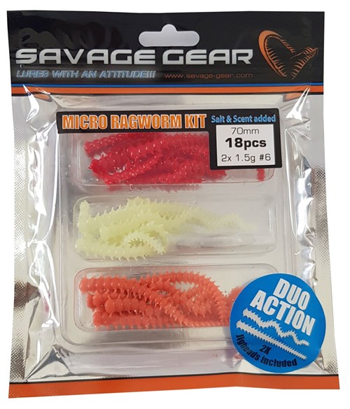 Savage gear Lrf Ragworm Kit 18+2 Adet (UV-Red-Pink-Glow)